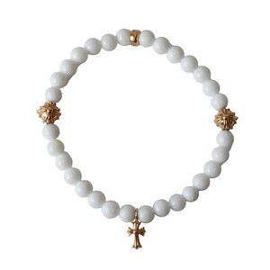 Chrome Hearts Cross Pendant Bead Bracelet Gold